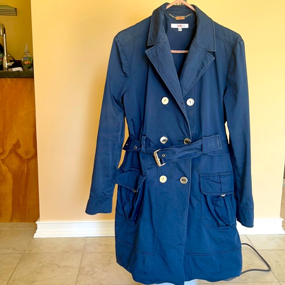 VERSACE trench coat, size L, dark blue color. Last offer